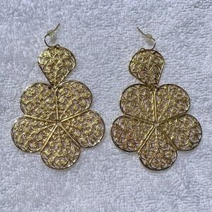 Anthropologie Large Gold Filigree Earrings